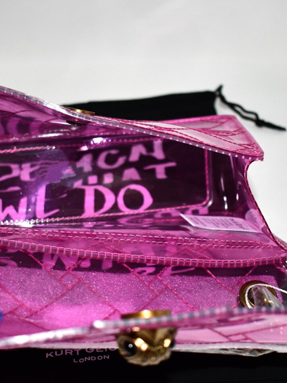 Kurt Geiger Vinyl MINI Kensington Convertible Crossbody in Fuchsia #4756052999 N - Picture 2 of 7